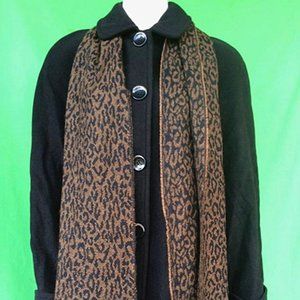 NWT Basic Editions women 60% wool blend coat with Leopard scarf size--S, M